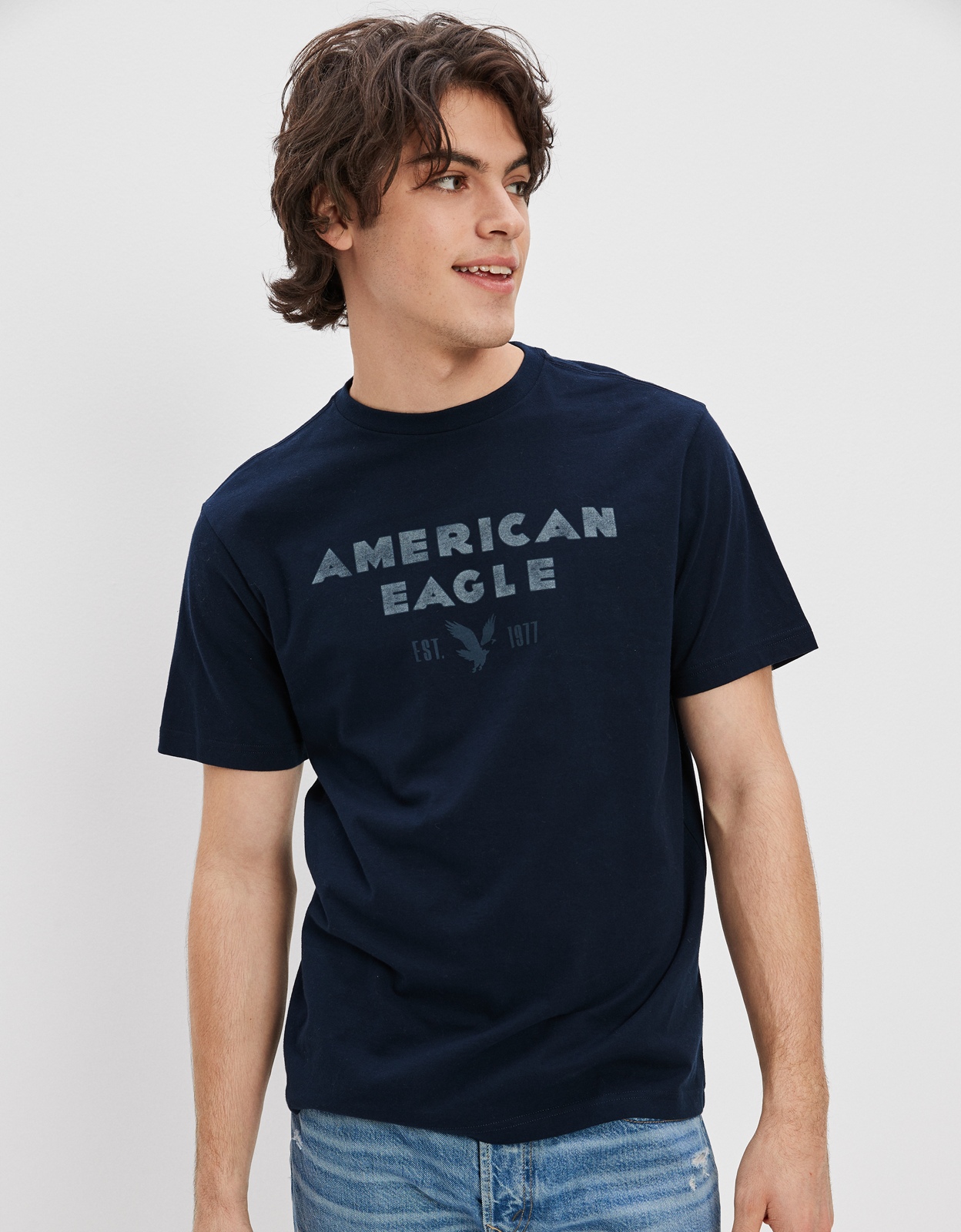 Shop AE Super Soft Logo Graphic T-Shirt online