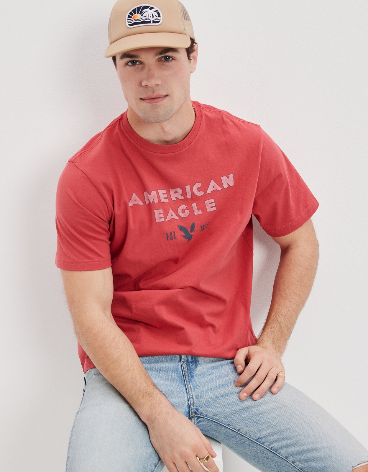 American eagle sale red t shirt