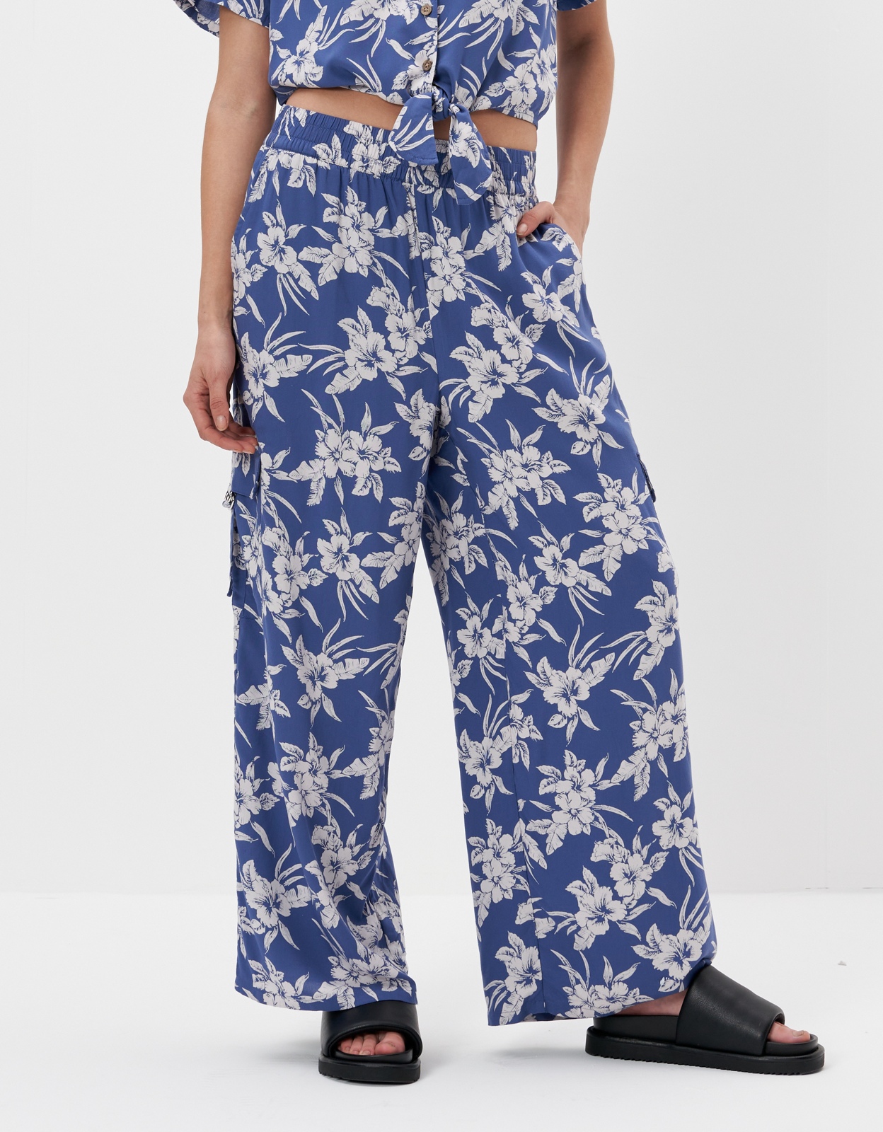 Shop AE Super High-Waisted Cargo Wide-Leg Pant online