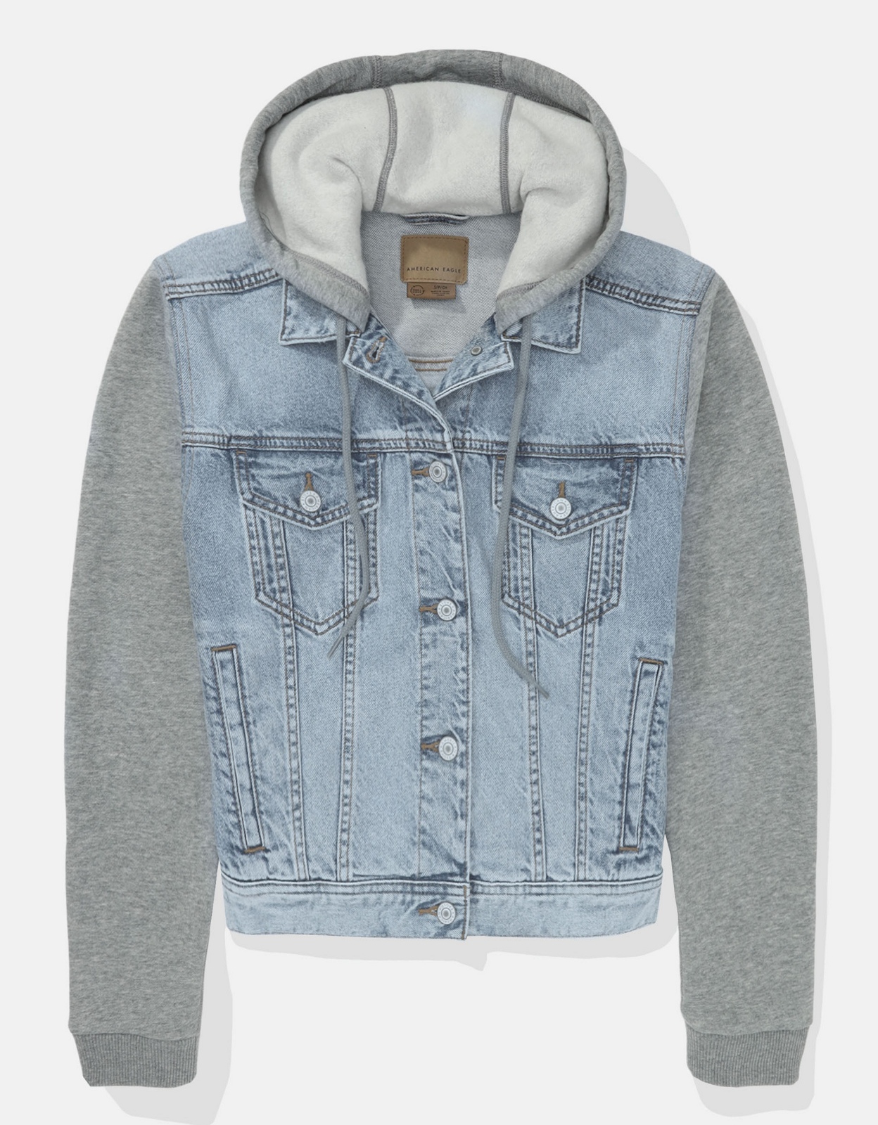 Buy AE Strigid Classic Denim Sweatshirt Jacket online American Eagle Outfitters