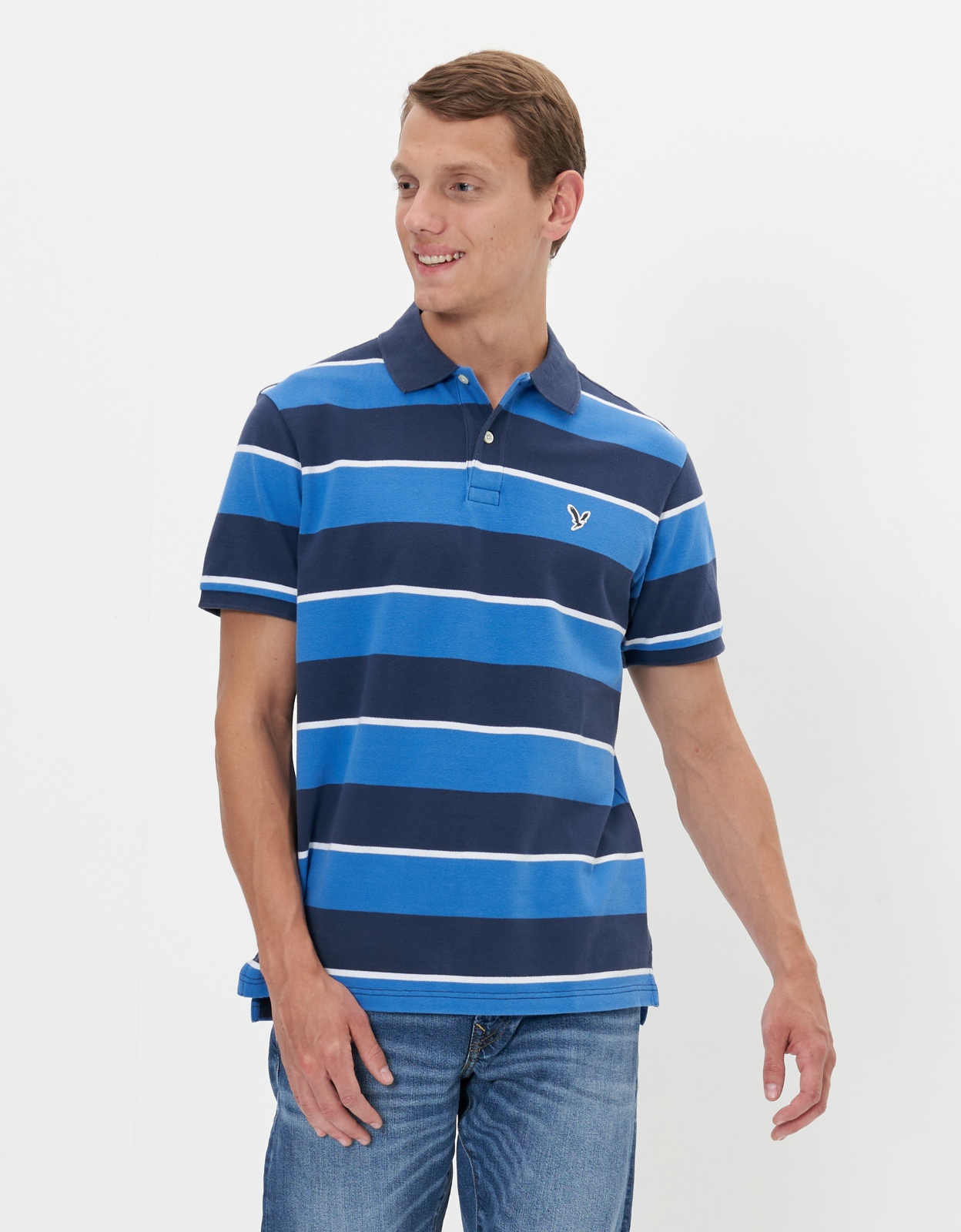 Striped shop pique polo