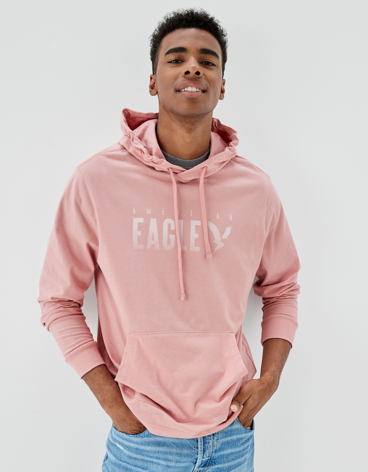 Mens pink cheap hollister hoodie