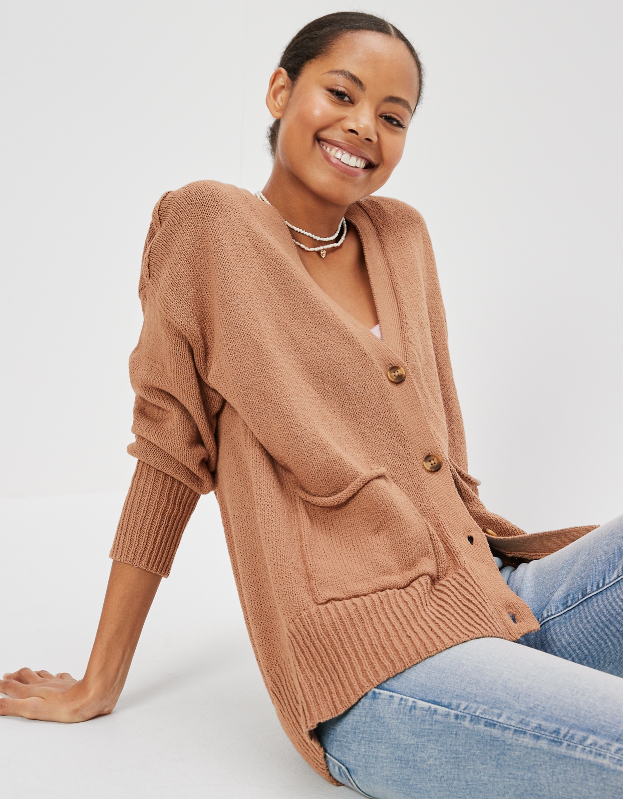 Tan boyfriend sale cardigan