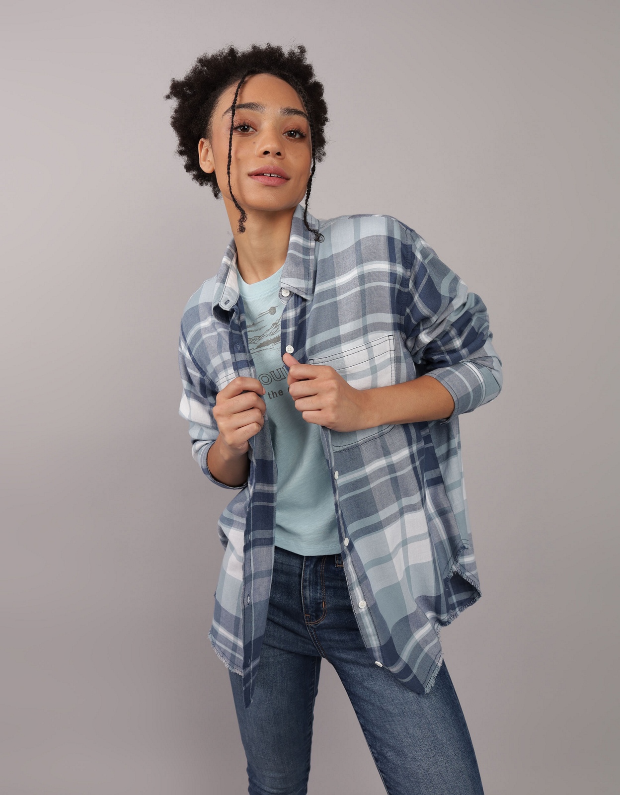 American Eagle fashion Plaid Button Down