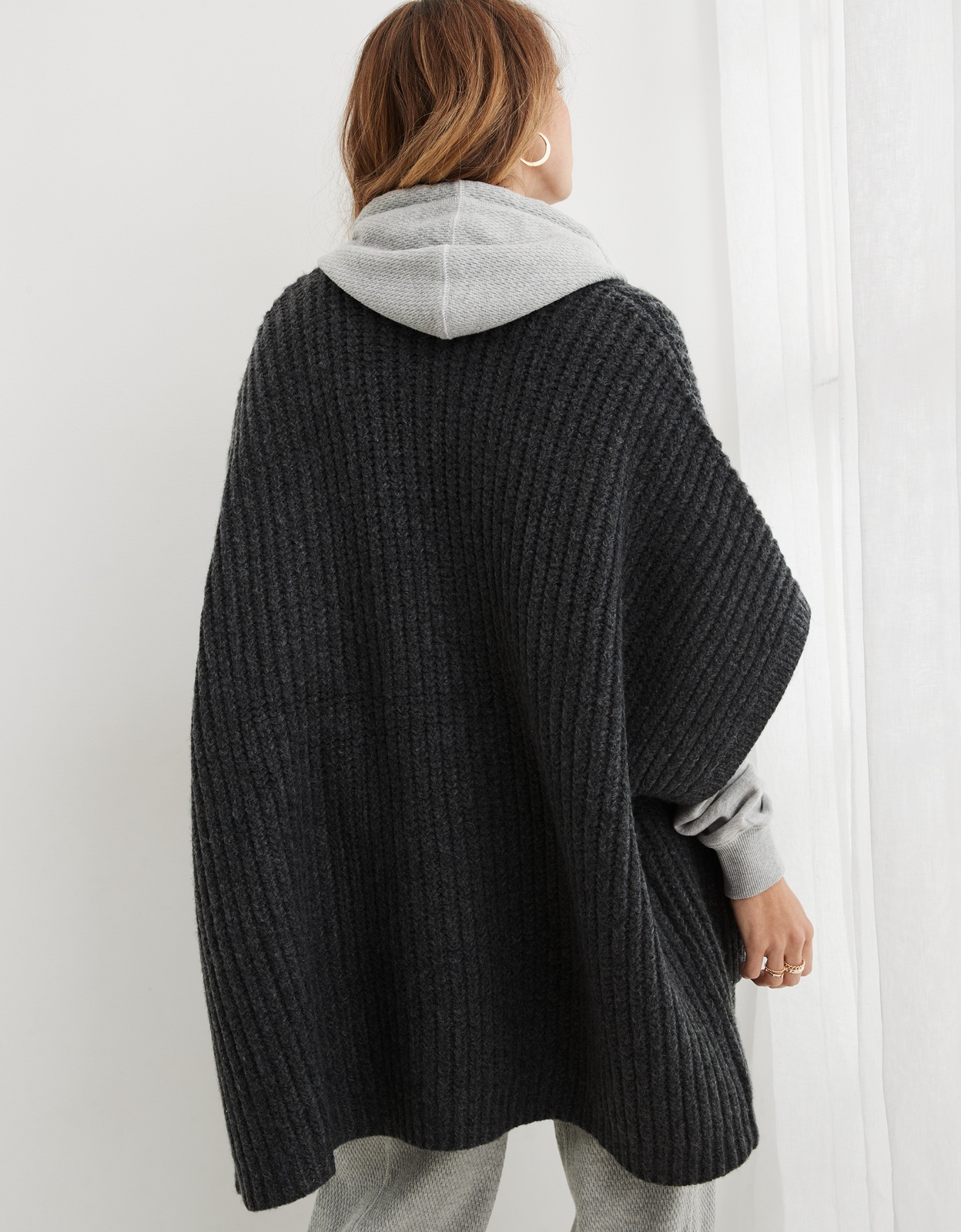 Buy Aerie Marled Rib Sweater Cape online American Eagle Outfitters