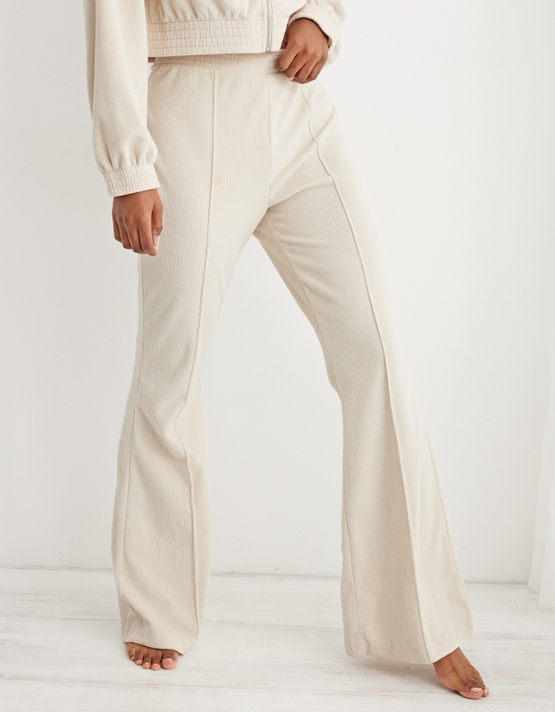 Shop Aerie Groove-On Rib Velour Flare Pant online | American Eagle